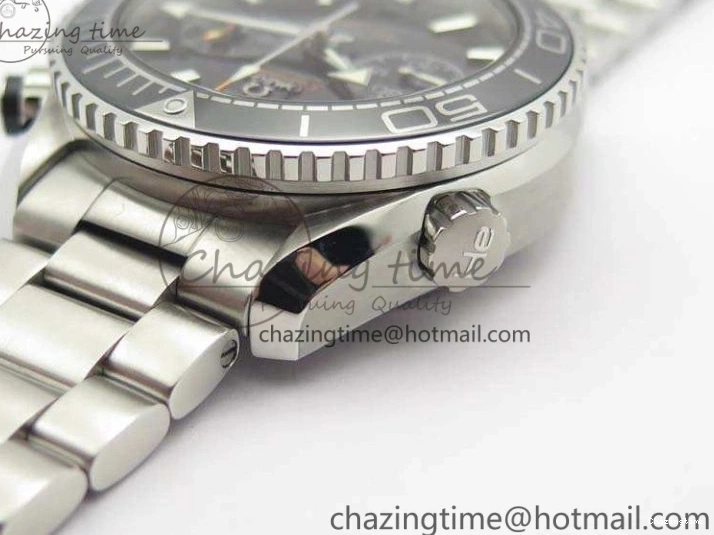 0511 Planet Ocean Master Chrono SS OM 1:1 Best Edition Black Dial On SS Bracelet A9900 V Fashionable 8113
